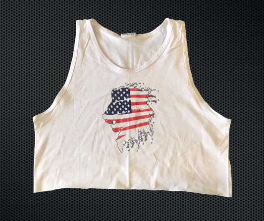 Cropped American Flag Lion Unisex Tank